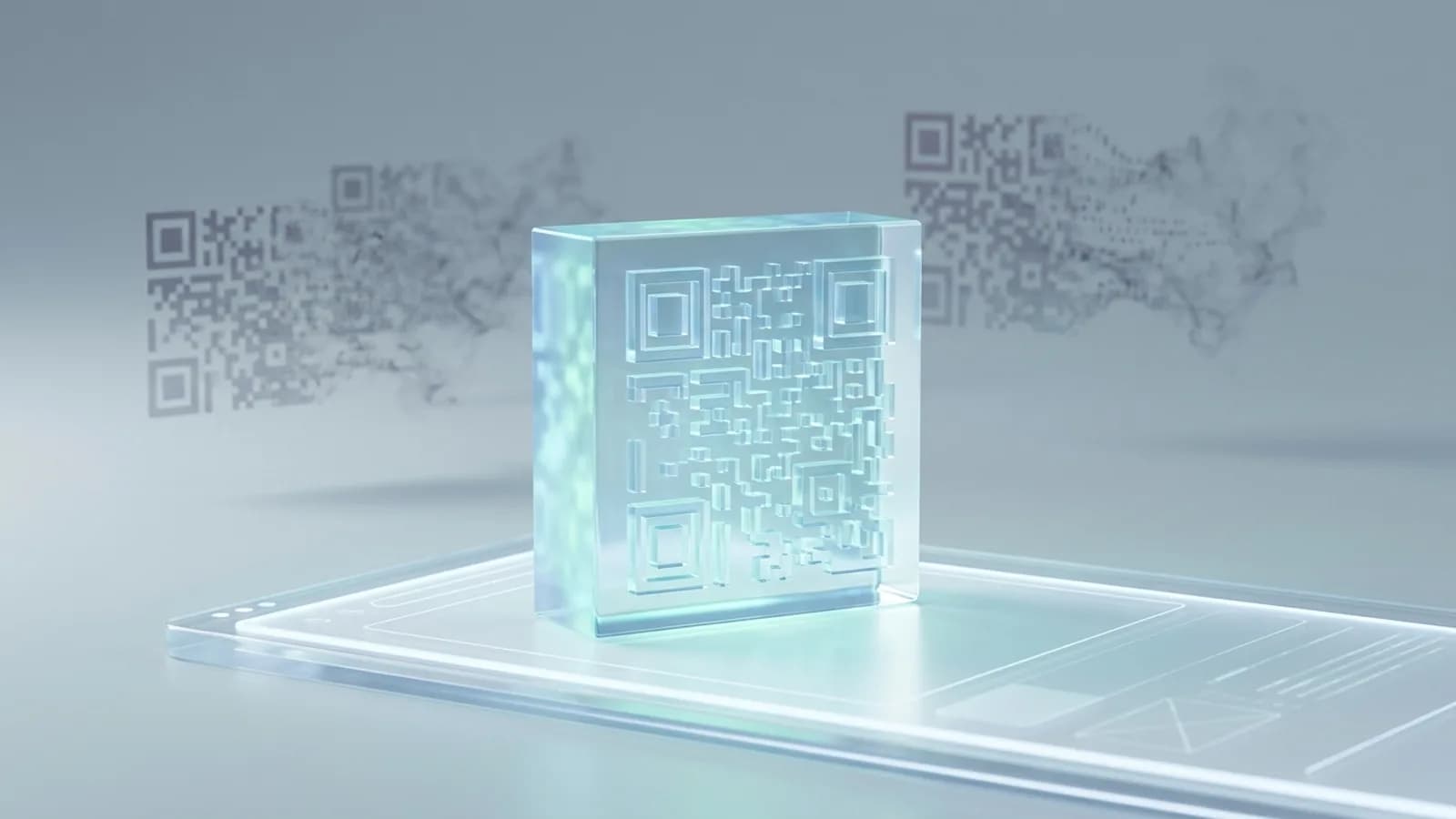 Um QR Code moderno e colorido sendo gerado em uma tela de computador, simbolizando a criação rápida e gratuita de códigos seguros e estáticos.