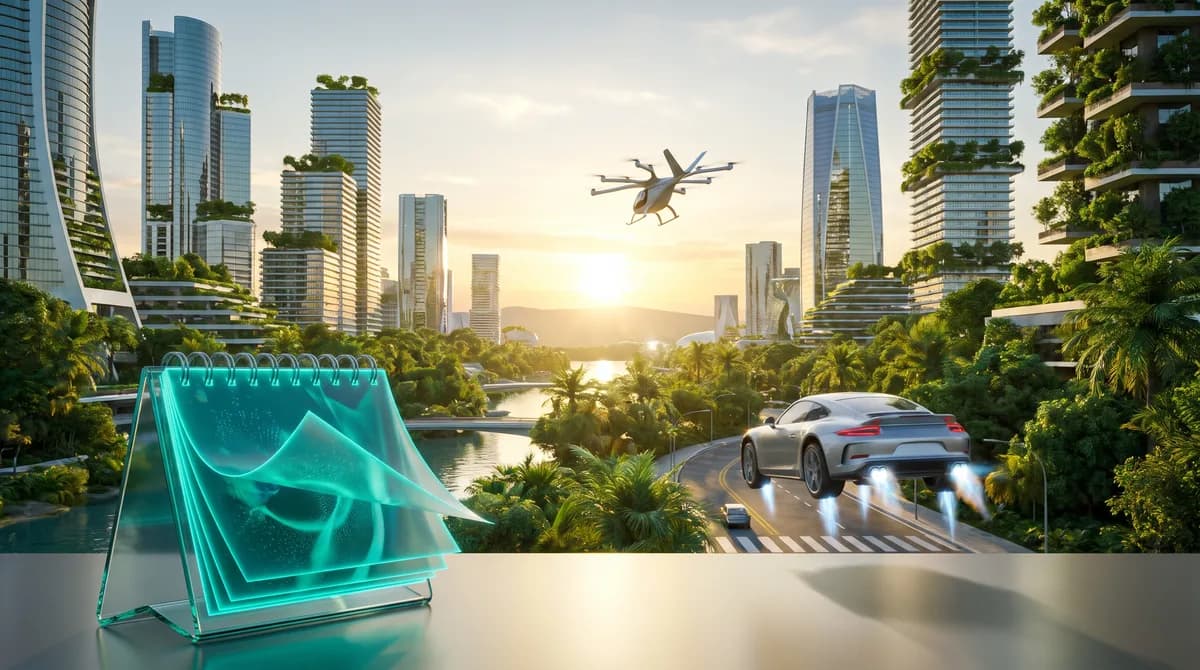 Mãos humanas e robóticas se tocam, simbolizando a interação entre humanos e inteligência artificial, com elementos futuristas ao fundo.