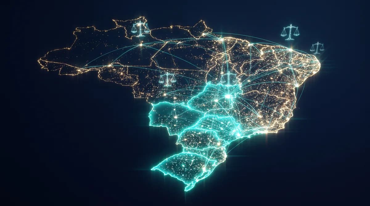 Gráfico comparativo do uso de IA para trabalho no Brasil e EUA, destacando a alta proporção em tarefas jurídicas.