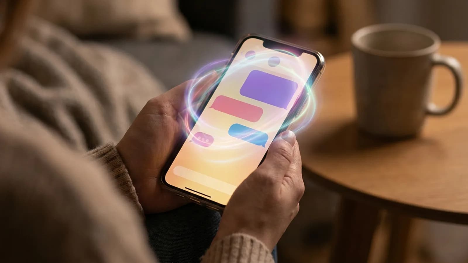Interface do WhatsApp com o ícone colorido da Meta AI, exibindo um chat com o assistente virtual e suas funcionalidades.