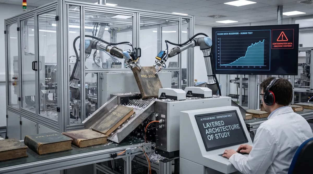 Guilhotina hidráulica cortando a lombada de um livro, com páginas soltas sendo preparadas para um scanner industrial, representando a digitalização de livros pa